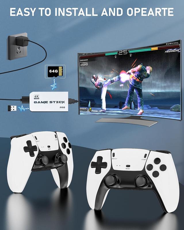 M15 Wireless Retro Game Stick - Built in 23 Emulators with 20000+ Games,HD Output System Plug and Play Video Game Consoles with 2.4G Wireless Controllers,64GB TF Card for Gamers of All Ages