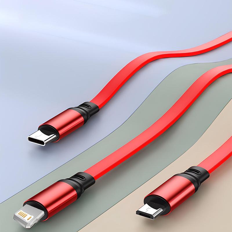 3 in 1 Telescopic Cable, 120W Fast Charging USB Cable, Retractable Design Fast Charging Data Cable for iPhone & Android Mobile Phones