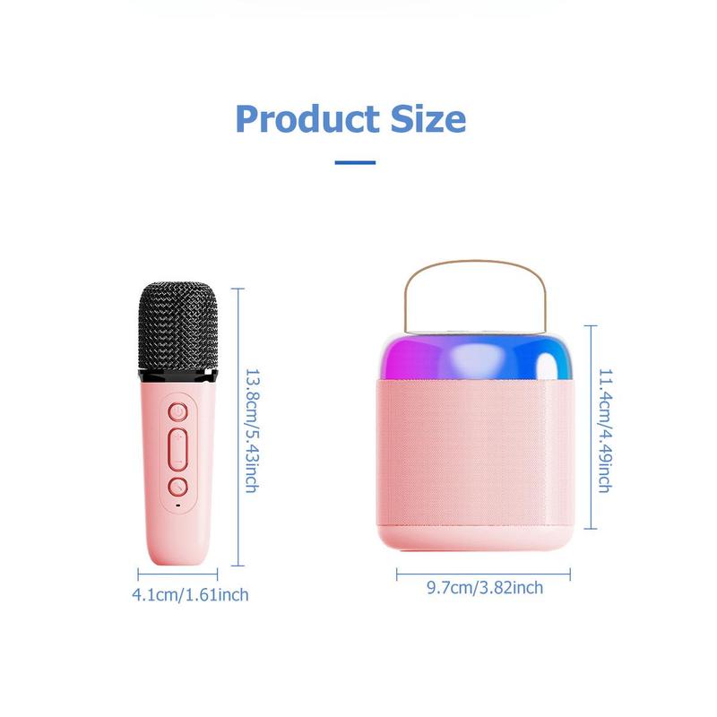 Wireless Karaoke Speaker with Wireless Microphone, Karaoke Machine with RGB LED Lights, USB Rechargeable Audio Speaker Supports TF Card USB, AUX in