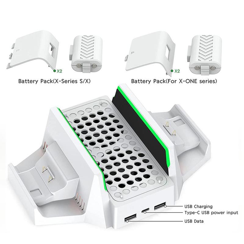 Cooling Controller Stand with Dual Cooling Fan, Dual Controller Charger Rack with LED Indicator & Mini Fan, Fast Charging 3 Gears Adjustable Speed Low Noise Console Accessories, Back to School Gifts, Multifunctional Charging Station，Gaming Items