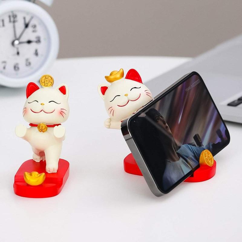 Mobile Smartphone Stand - Cute Fortune Lucky Cat Cellphone Holder Accessories Aesthetic Mount