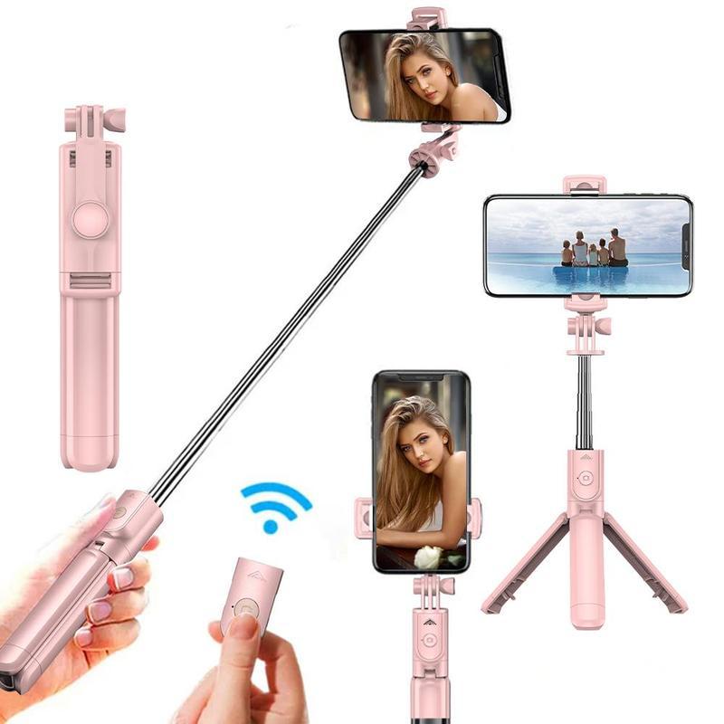 Portable Telescopic Selfie Stick Tripod with Remote Control, Bluetooth-compatible Selfie Tripod Stand for Fall, Universal Extensible Wireless Selfie Tripod for iPhone, Summer Gift, Selfie Accessories Compatible with iPhone Samsung Smartphones