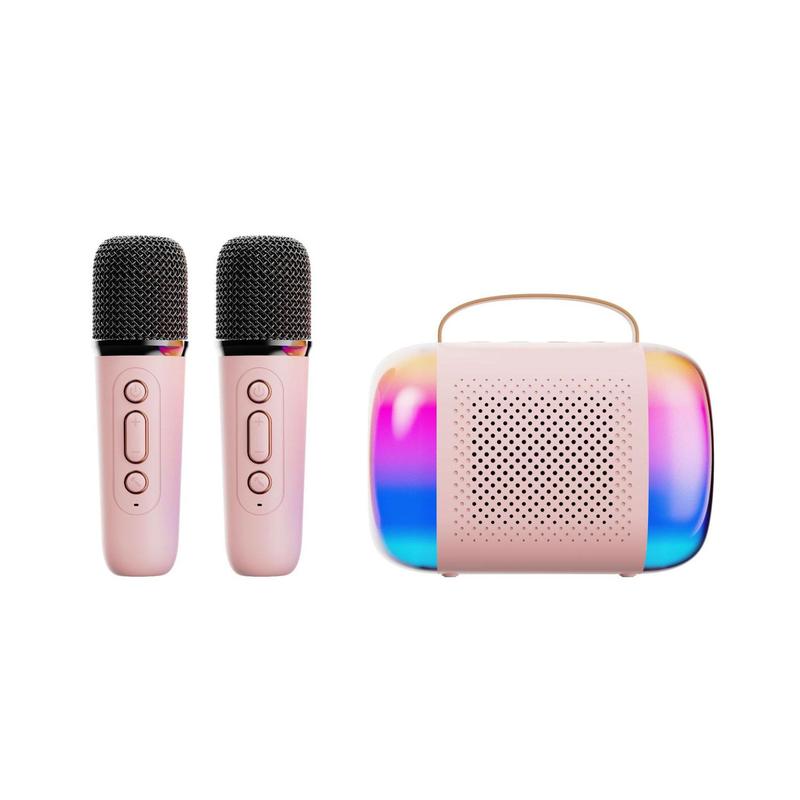 Wireless Karaoke Speaker with Wireless Microphone, Karaoke Machine with 5-Mode RGB Ambient Lighting, Microphone PA System with RGB LED Lights, Wireless Speaker Supports TF Card USB, AUX in, Karaoke Speaker for Home Party