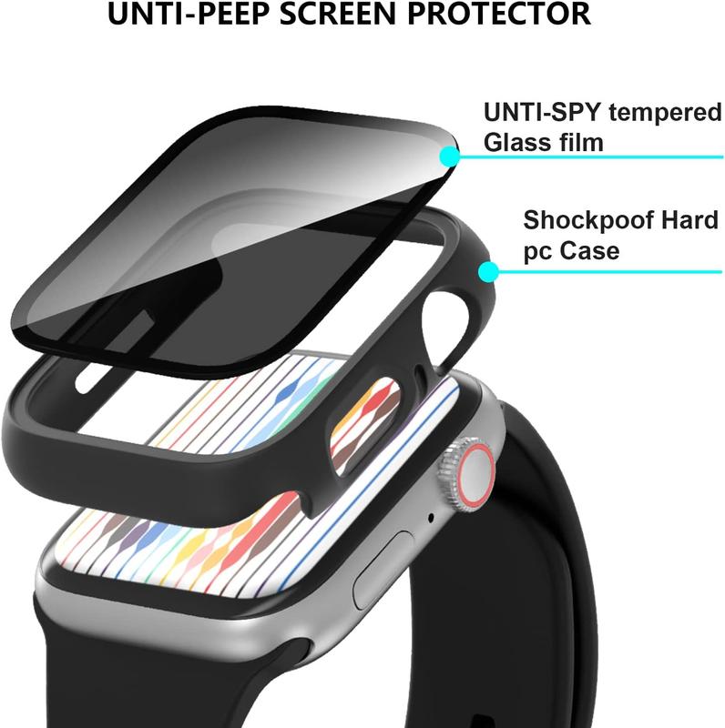 2 Pack Anti-peep Privacy Watch Screen Cover Protector,Unti-SPy Glass Protector Hard PC Cover Bumper for iWatch 9 8 7 6 5 4 SE SE2 Ultra Ultra 2 watchprotector Protective Tempered