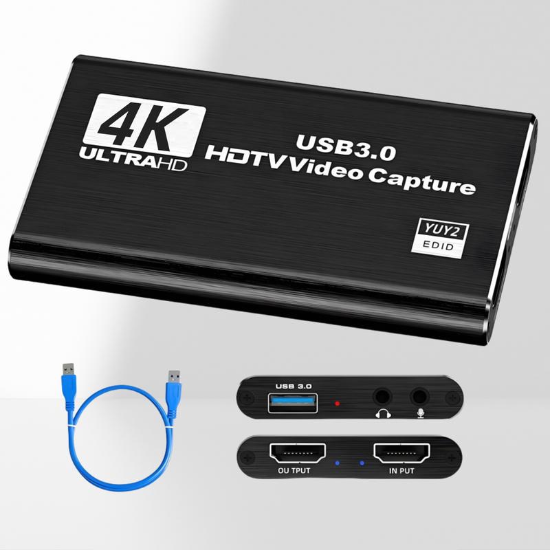 HDMI to USB3.0 capture card with microphone,high-definition video recording card,HDMI video capture card for Xbox,VCR,DVD player,laptop,camera,PS4,PS5