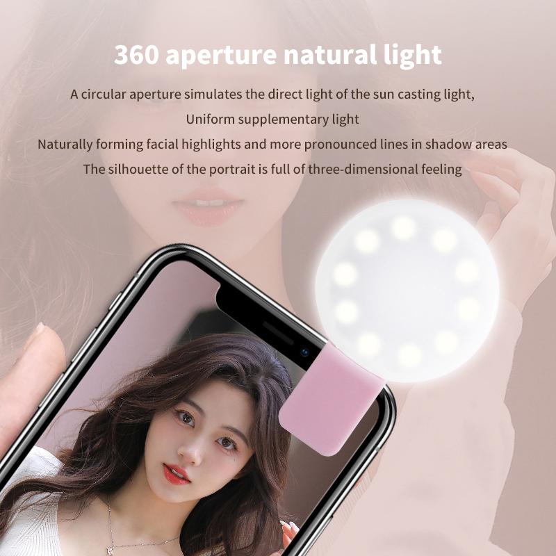 Mini Selfie Ring Light LED Flash Phone Lens Light USB Rechargeable Clip Mobile Mobile Phone Fill Lamp Selfie Lights