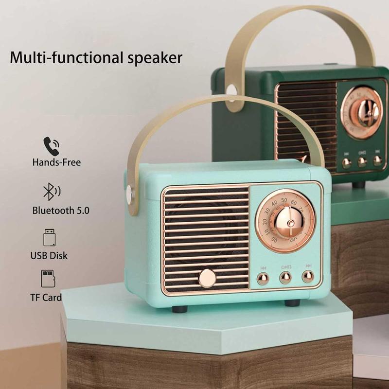 Retro Bluetooth Speaker Cute Old Fashion Style for Kitchen Desk Bedroom Office Party Outdoor Kawaii for Android iOS  Audio Portable