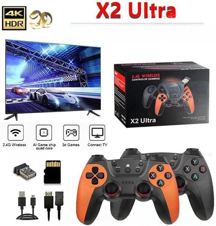 X2 Ultra Game Stick 4k,Retro Game Console Built in 40000+Games,Plug and Play Video Gaming Console,Plug and Play Video Games for Tv with 2.4g Wireless Controllers HDMI Output 128GB