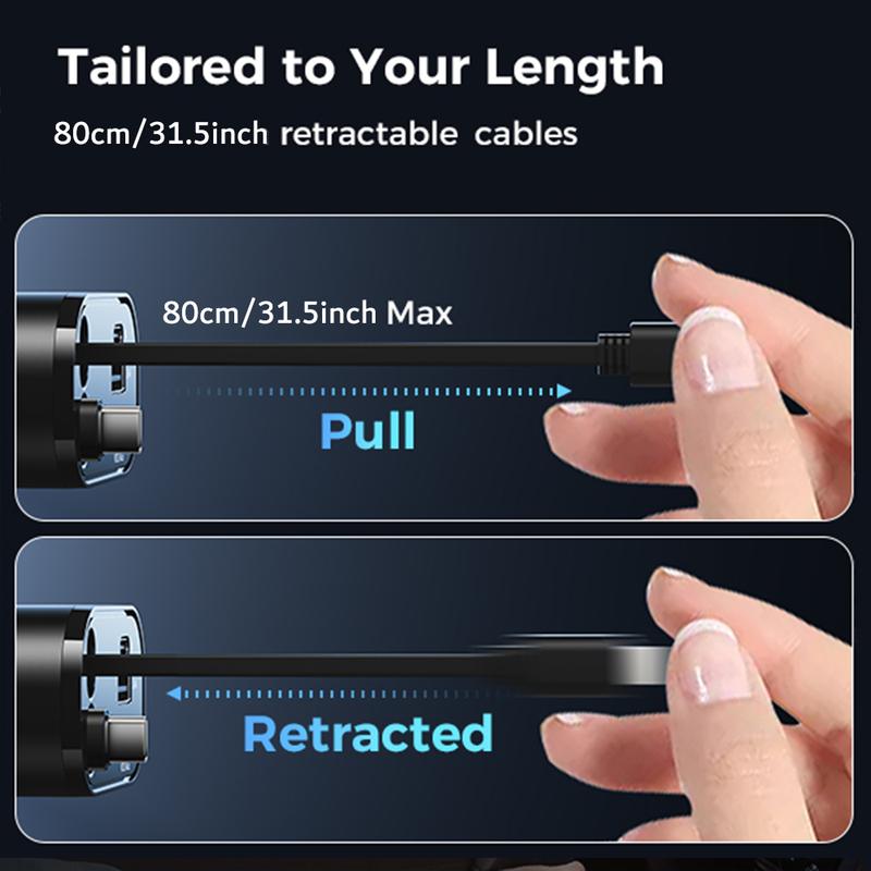 Retractable Car Charger 4 in 1, Fast Car Phone Charger with Cord 2.6ft, USB C and Lightning Car Charger Adapter, Compatible with iPhone 15 15 Pro Max 14 13 12 11, Galaxy, Pixel