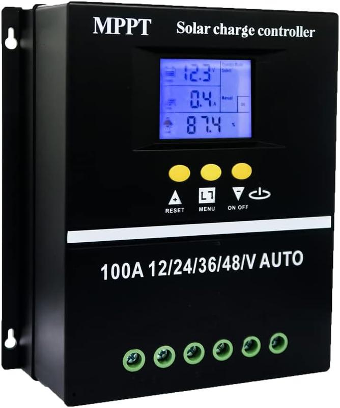 100A MPPT Solar Charge Controller 12V 24V 36V 48V LCD Display Battery Intelligent Regulator Max 100V Input Dual USB for Lead-Acid Lithium