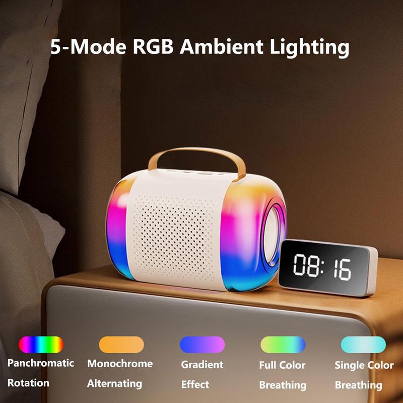 Wireless Karaoke Speaker with Wireless Microphone, Karaoke Machine with 5-Mode RGB Ambient Lighting, Microphone PA System with RGB LED Lights, Wireless Speaker Supports TF Card USB, AUX in, Karaoke Speaker for Home Party