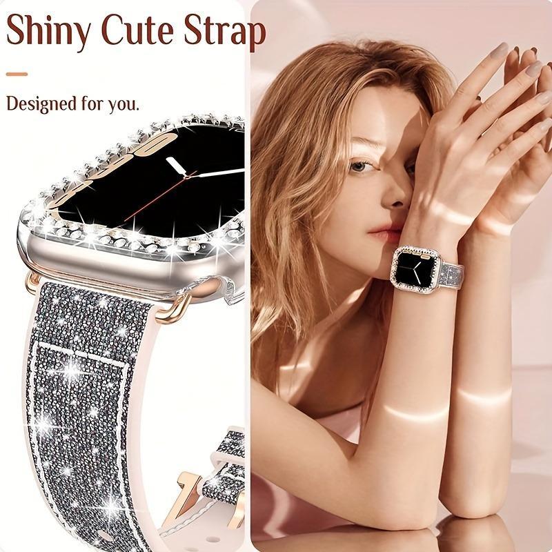 Rhinestone Decor Watch Band, 3 Counts set Elegant Watch Accessories for Women, Durable Watch Accessories for iWatch Series 9 8 7 6 5 4 3