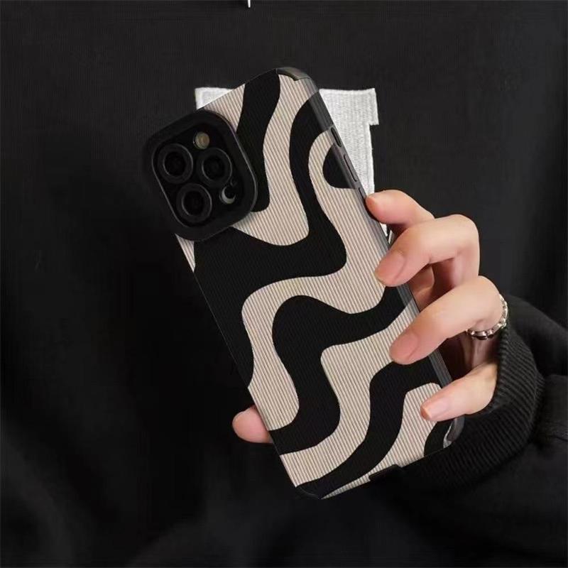 Fall Fashion Zebra Phone Case, 1 Count Anti-fall Fully Edged Mobile Phone Case, Anti-fall Striped TPU Phone Case for iPhone