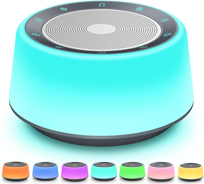 White Noise Sound Machine,  Sound Machine  with 30 Soothing Sounds and 7 Colors Warm Night Light for Sleeping, 5 Timers Portable Plug in Sound Machine for , AdultsGrey Color