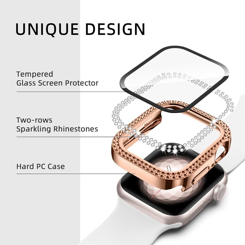 Entronix Diamond Case for Apple Watch Series 9 8 7 6 5 4 3 2 1 SE, 49mm 45mm 44mm 42mm - Built-In Screen Protector, Luxury Wearable Accessories