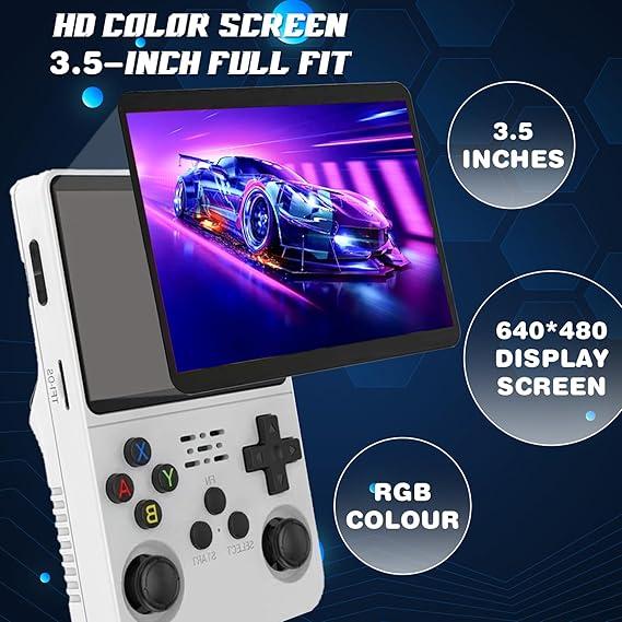 R36S Handheld Game Console, Creative Games, USBRechargeable,14+Age Group, Non-Wireless, PolymerBattery, Portable Gaming Device-Black White Purple