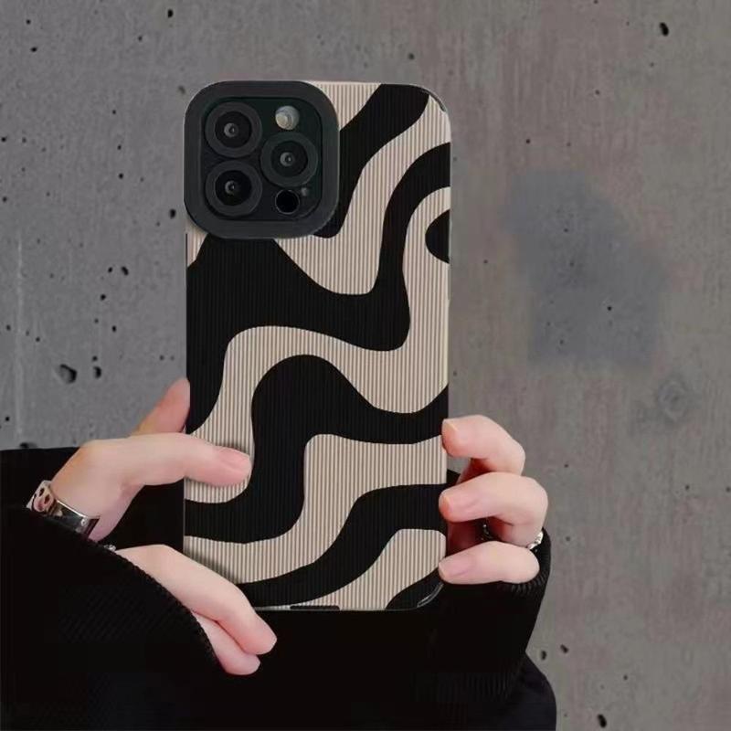 Fall Fashion Zebra Phone Case, 1 Count Anti-fall Fully Edged Mobile Phone Case, Anti-fall Striped TPU Phone Case for iPhone