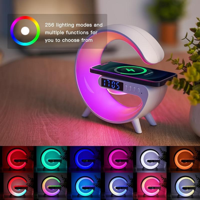 Wireless BT Speakers With Wireless Fast Charging, Rhythm RGB Light, Bar Smart Light, Sunrise Alarm Clock, Wake Up Light For Bedrooms, Dimmable Table Lamp