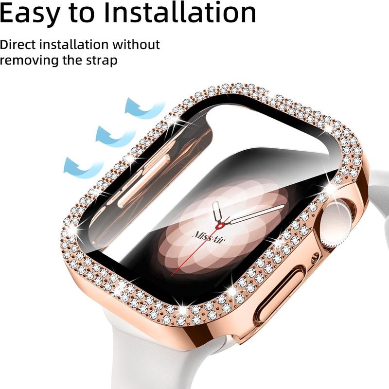 Entronix Diamond Case for Apple Watch Series 9 8 7 6 5 4 3 2 1 SE, 49mm 45mm 44mm 42mm - Built-In Screen Protector, Luxury Wearable Accessories