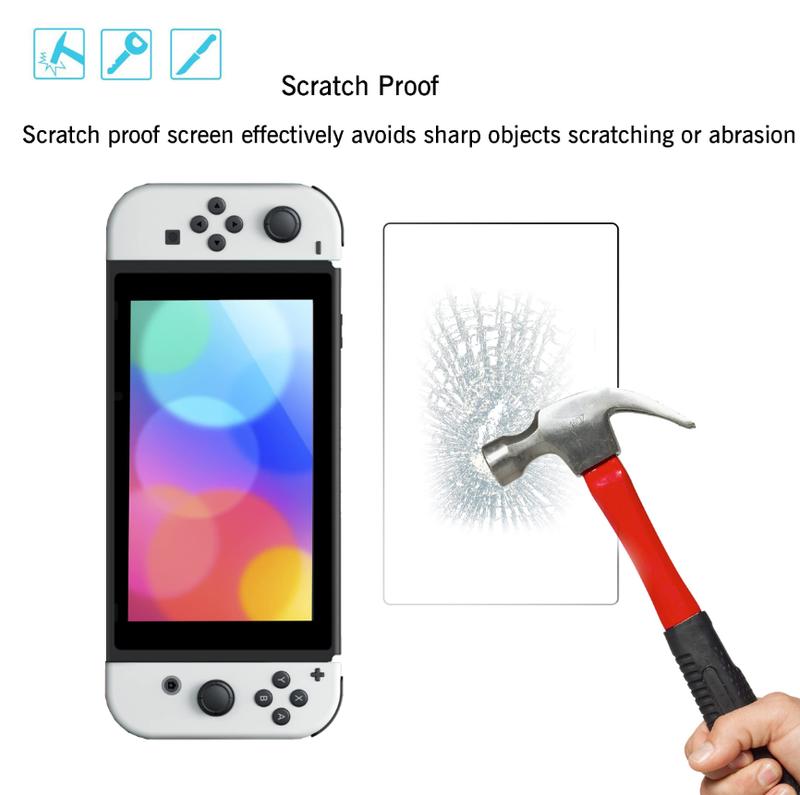 Tempered Glass Screen Protector for Nintendo Switch OLED Model 2021 [7 Inch] Anti Scratch 9H Hardness [2 Pack]