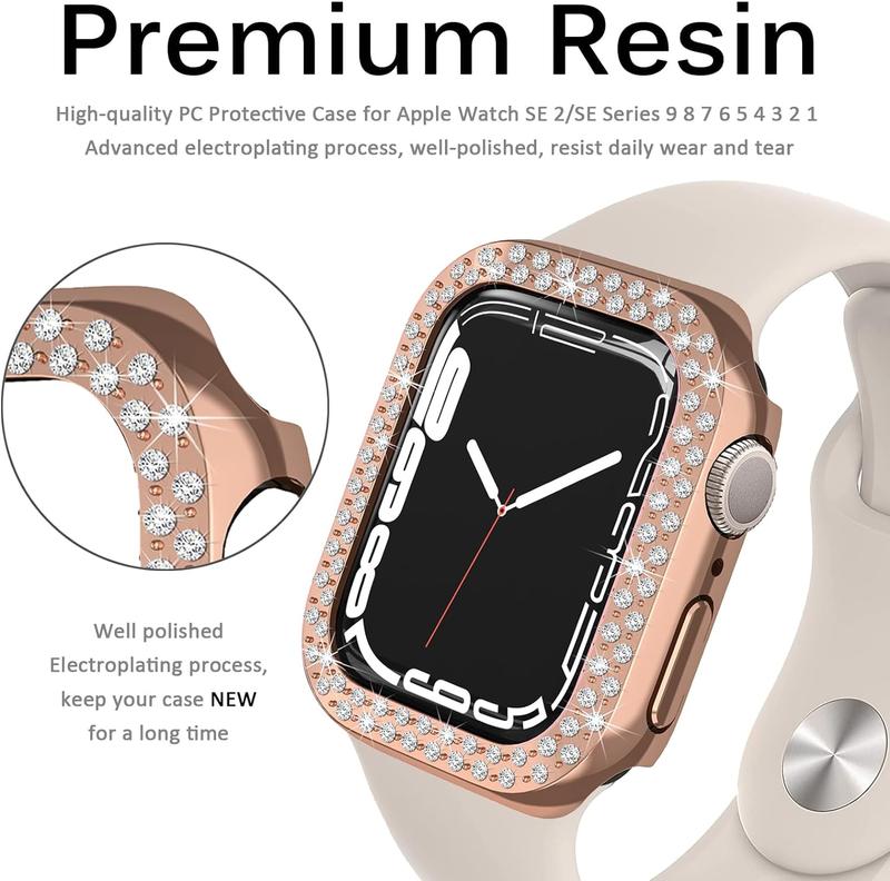 Entronix Diamond Case for Apple Watch Series 9 8 7 6 5 4 3 2 1 SE, 49mm 45mm 44mm 42mm - Built-In Screen Protector, Luxury Wearable Accessories