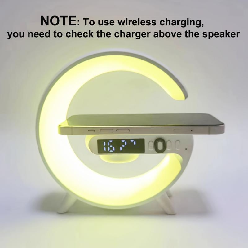 Wireless BT Speakers With Wireless Fast Charging, Rhythm RGB Light, Bar Smart Light, Sunrise Alarm Clock, Wake Up Light For Bedrooms, Dimmable Table Lamp