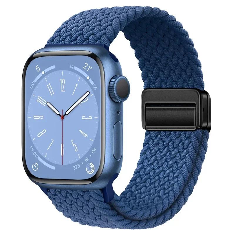 Magnetic clasp Nylon Strap for Apple Watch Band 46mm 42mm 49mm 45mm 41mm 44 40mm Belt iWatch Series 10 Ultra 9 8 7 6 SE 5 3 Band