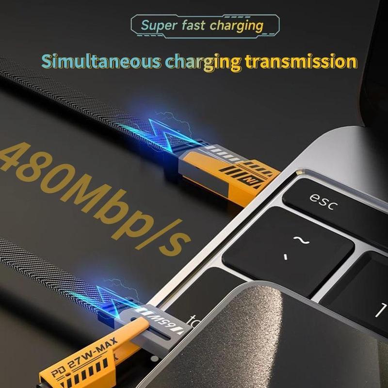 Dual-head Type-c USB 4 in 1 PD 65W fast charging cable for iPhone15 14 13 12 11 Pro Max XS MAX XR XS X 8 iPad Xiaomi Honor Vivo Samsung OPPO