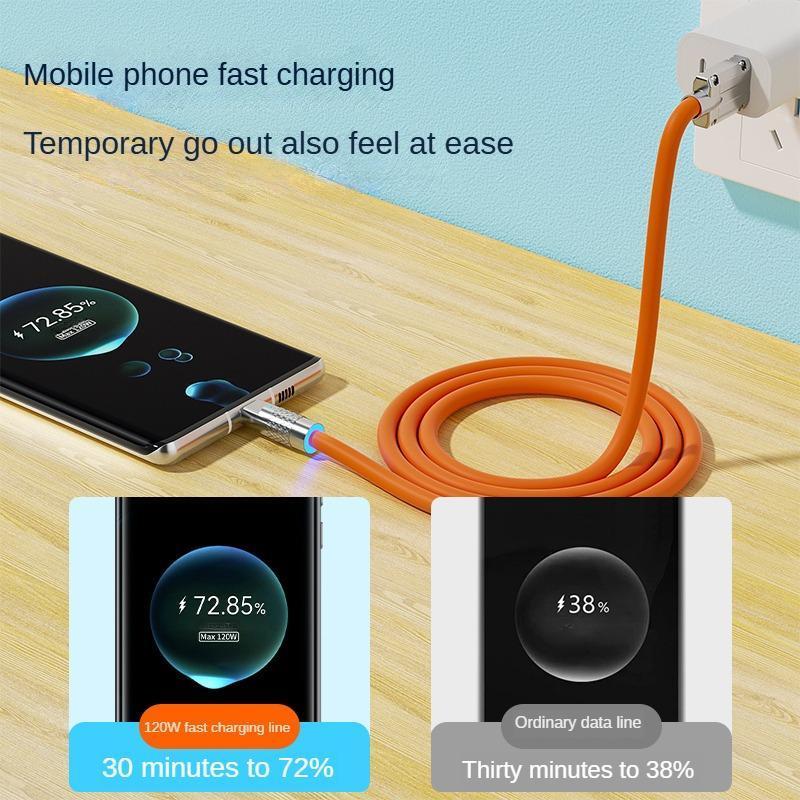 120W Zinc Alloy Fast Charging Data Cable, 6A USB to C Cable, Durable Cable Suitable for Phone, Mobile Phone Accessories