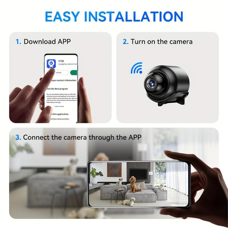 HD WiFi Mini Security Camera - Indoor Outdoor Remote Viewing, Wireless Home Monitor with USB Power