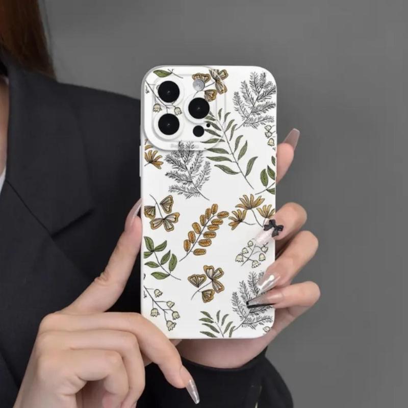 Leaf Pattern Phone Case, Shockproof Decorative Phone Protector Cover, All-inclusive Design TPU Cellphone Protective Case Compatible with iPhone 11 12 13 14 15 Pro Max