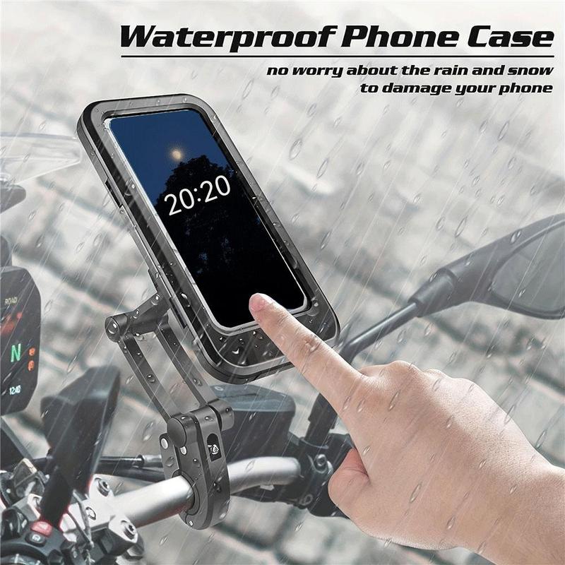 Motorcycle Phone Holder, Waterproof Adjustable Motorcycle Phone Holder, Universal Motorcycle Phone Navigation Holder, Rain-proof Phone Case Holder for Motorcycle