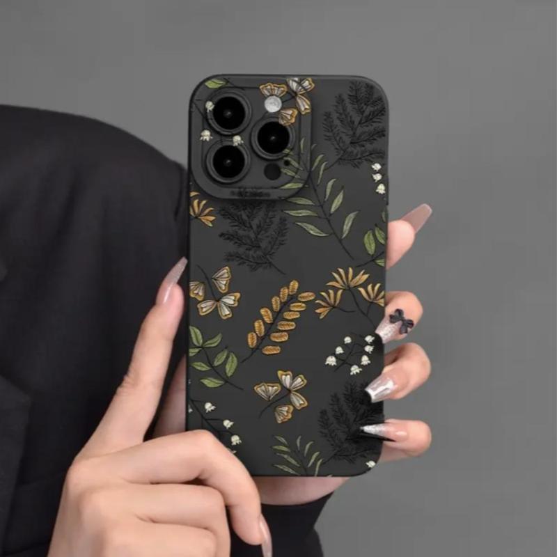 Leaf Pattern Phone Case, Shockproof Decorative Phone Protector Cover, All-inclusive Design TPU Cellphone Protective Case Compatible with iPhone 11 12 13 14 15 Pro Max