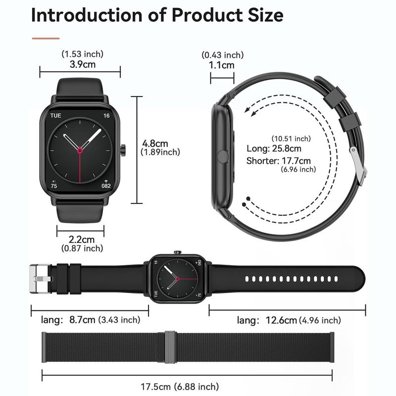 1.83 Inch Multifunctional Smart Watch, 1 Count Fashion Digital Watch with 2 Straps, Sports Watch with Fitness Tracker for Women & Men