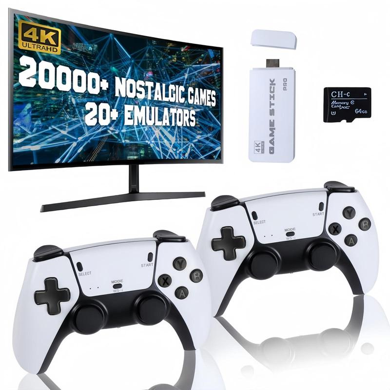 Retro Game Console 20,000-30,000+ Retro Games Stick, Revisit Classic GamesStick ,Retro Play Plug and Play VideoGames Stick 20+ Emulators, 4K HDMIOutput, Premium Competitive DualControllers Wireless Adapter Button Cable