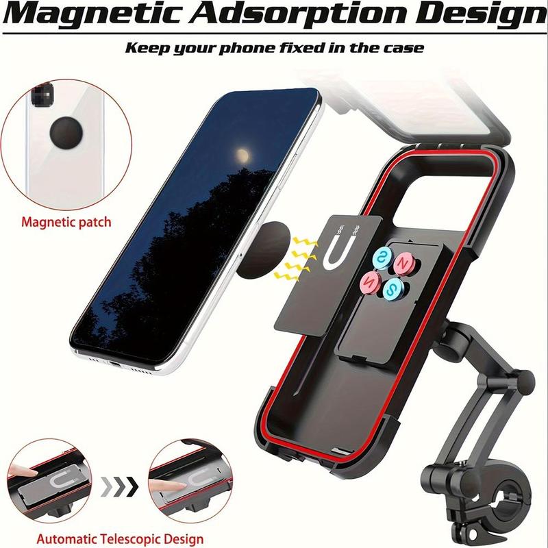 Motorcycle Phone Holder, Waterproof Adjustable Motorcycle Phone Holder, Universal Motorcycle Phone Navigation Holder, Rain-proof Phone Case Holder for Motorcycle