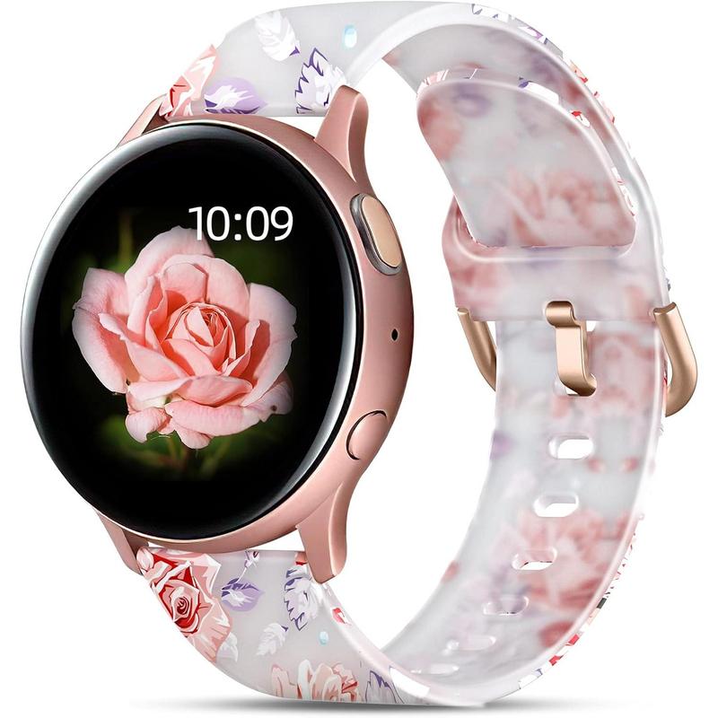 Compatible with Galaxy Watch 7 6 5 4 Band Watch 4 6 Classic 42mm 46mm 43mm 47mm Samsung Galaxy Watch 4 5 6 7 Band,20mm Pattern Printed Fadeless Replacement Wristband for Galaxy Watch Women Pink