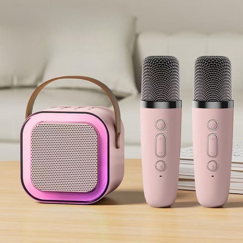 Summer Wireless Karaoke Speaker With Wireless Microphone & LED Light, Wireless BT Speaker With LED Ambient Light, Electronics Outdoor Speaker, Karaoke Machine For Home Party Birthday Gift, Mini Microphone