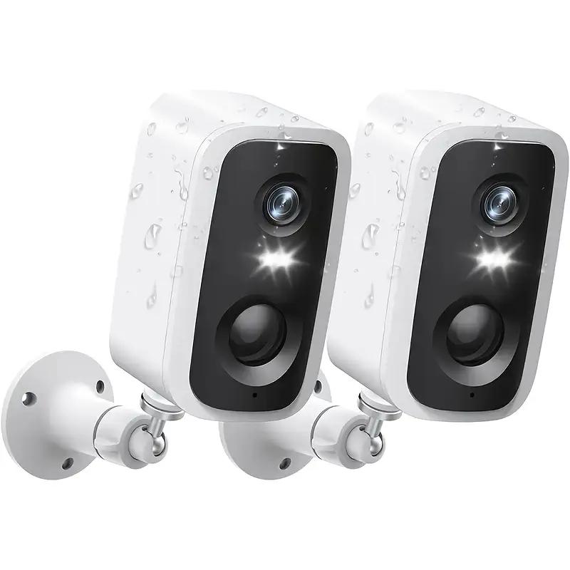 {Buy One Get One Free} Battery Powered Security Cameras Wireless Outdoor Indoor with Two Floodlights, Color Night Vision, PIR, Two-Way Talk, IP66 Waterproof indoor security