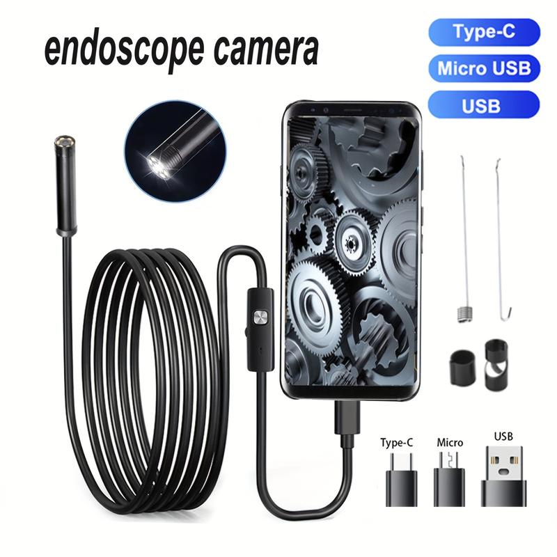 5mm 0.196in Industrial Camera Endoscope, Suitable for Android Mobile Phone Camera, Pipeline Inspection, Industry, Car Repair, Carbon Deposit, Visual Repair, Air Conditioner 1-10m Cable