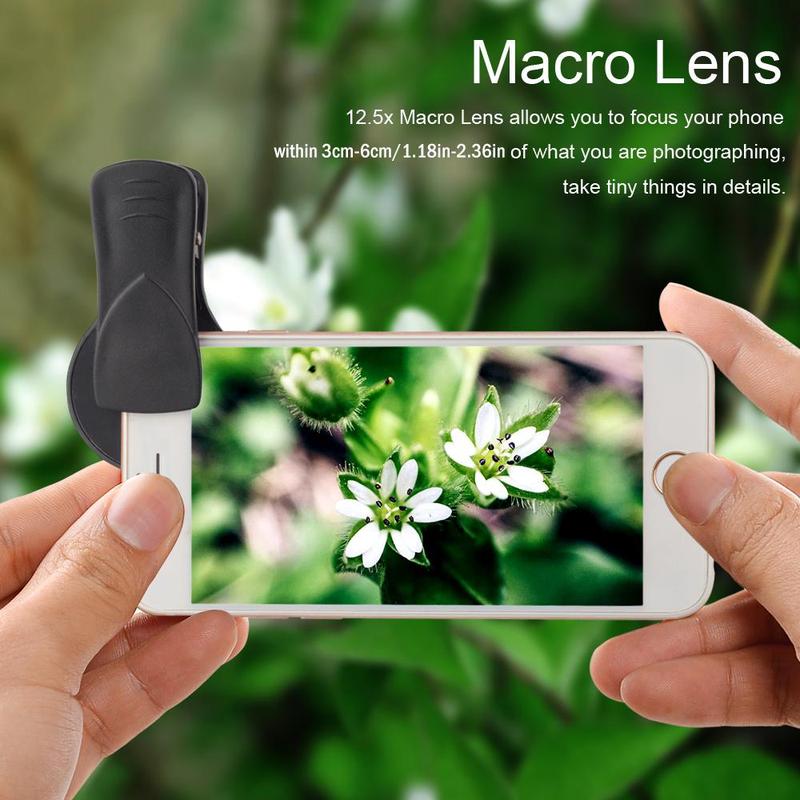 APEXEL 2 in 1 0.45X Wide Angle & 12.5X Macro Lens, Mobile Phone Lens, Mobile Phone Accessories for iPhone Huawei Samsung Xiaomi Android Smartphone