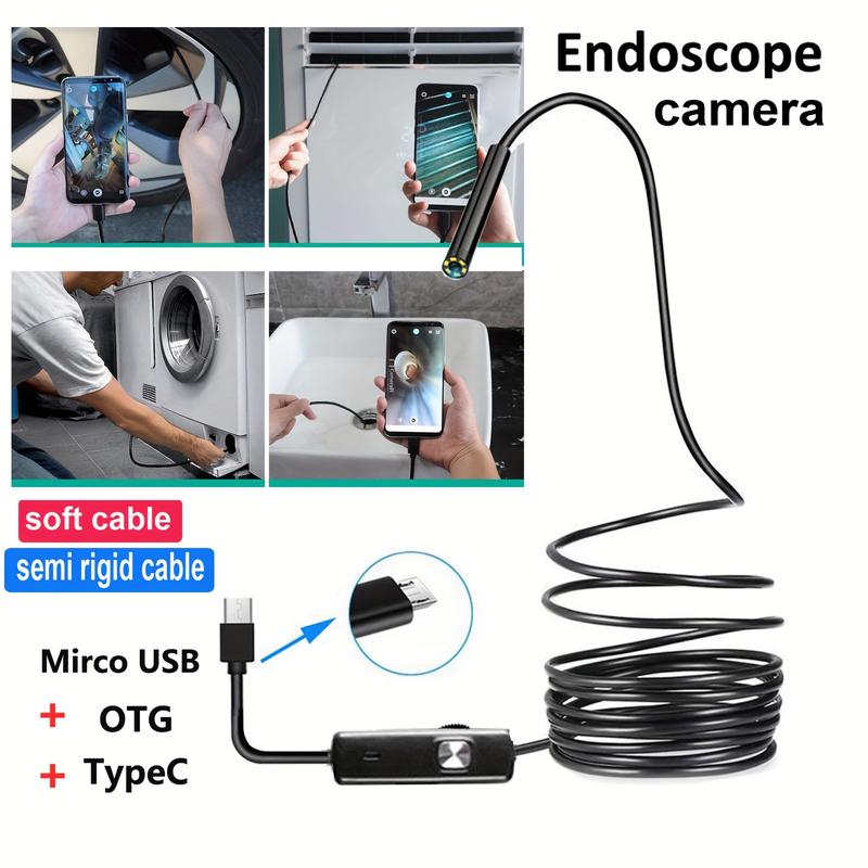 5mm 0.196in Industrial Camera Endoscope, Suitable for Android Mobile Phone Camera, Pipeline Inspection, Industry, Car Repair, Carbon Deposit, Visual Repair, Air Conditioner 1-10m Cable