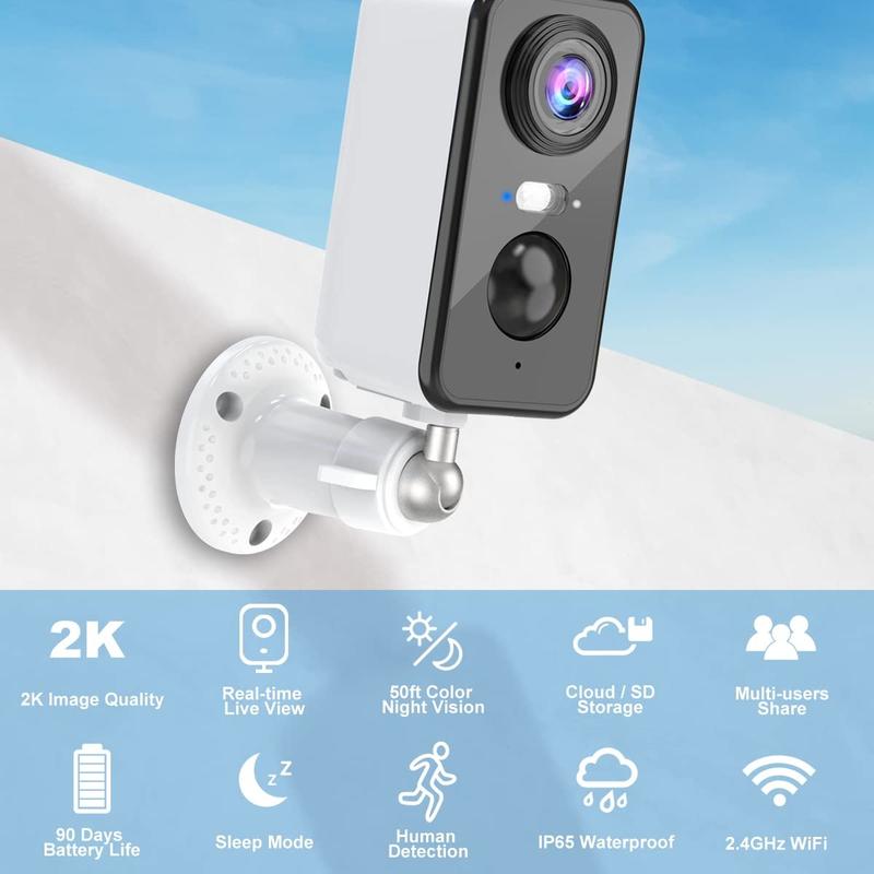 {Buy One Get One Free} Battery Powered Security Cameras Wireless Outdoor Indoor with Two Floodlights, Color Night Vision, PIR, Two-Way Talk, IP66 Waterproof indoor security