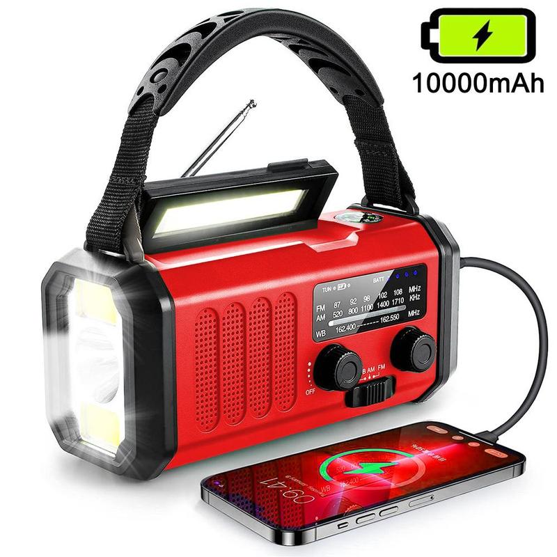 10000mAh Emergency Radio, NOAA AM FM Weather Radio, USB Type-C Charging, Dynamo Radio, Torch & LED Reading Light, SOS Alarm, Compass for Camping