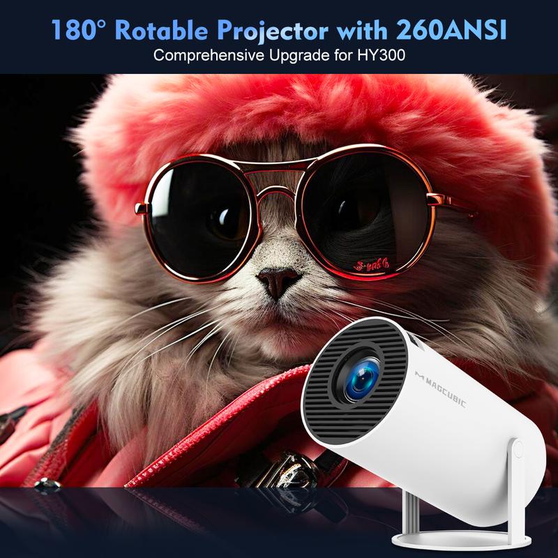 Magcubic Projector Android 11 4K 1280*720P HY300 Dual Wifi 260ANSI 180°flexible BT5.0 Cinema Outdoor Portable Projetor HY300 Pro Audio Bulb