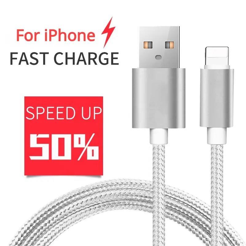 Durable & Flexible Nylon Lightning Cable, Long High-speed Charging & Data Cable, Phone Accessories Compatible with iPhone Series