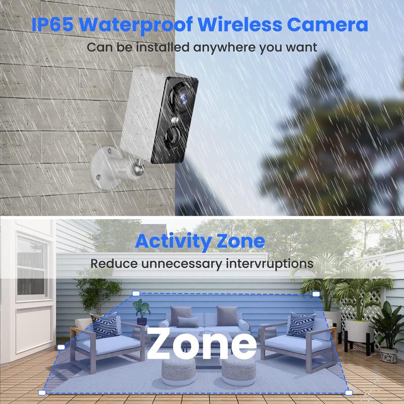 {Buy One Get One Free} Battery Powered Security Cameras Wireless Outdoor Indoor with Two Floodlights, Color Night Vision, PIR, Two-Way Talk, IP66 Waterproof indoor security