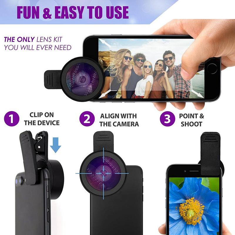 APEXEL 2 in 1 0.45X Wide Angle & 12.5X Macro Lens, Mobile Phone Lens, Mobile Phone Accessories for iPhone Huawei Samsung Xiaomi Android Smartphone