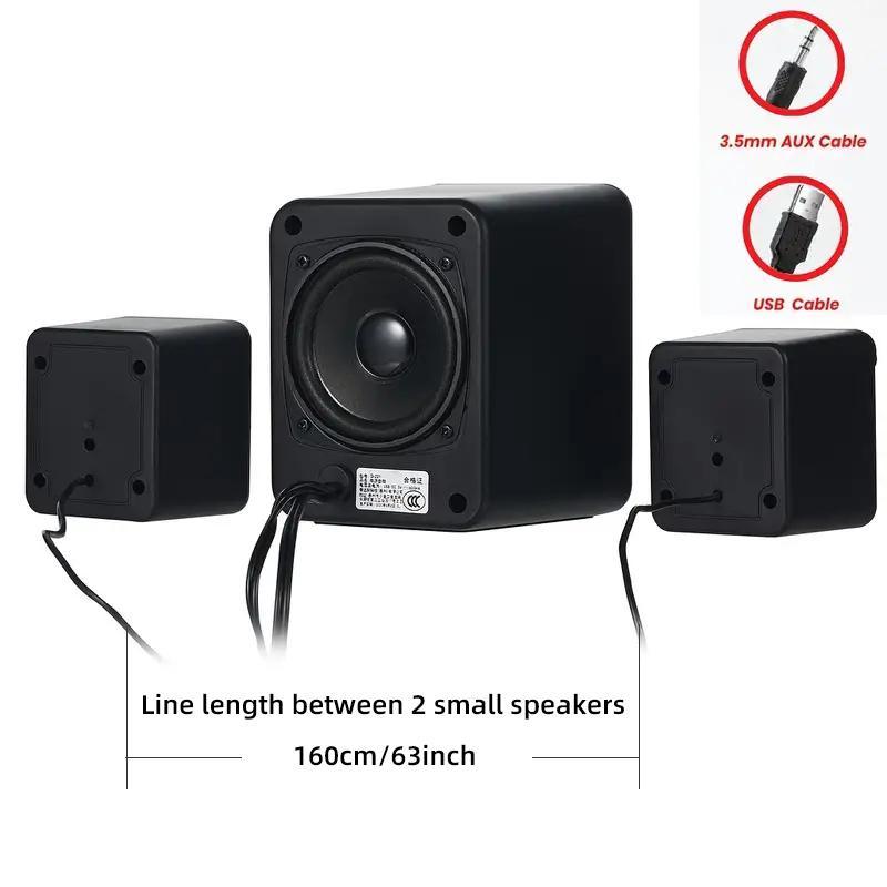 USB Powered Wired Computer Speakers, 1 Set Portable 3.5mm Jack Audio Speakers, Multifunctional Audio Speakers, Subwoofer, Desktop Speaker For Home Office