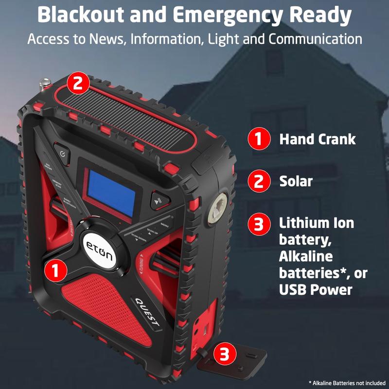 Quest | Solar Powered NOAA Weather Radio & Emergency Flashlight